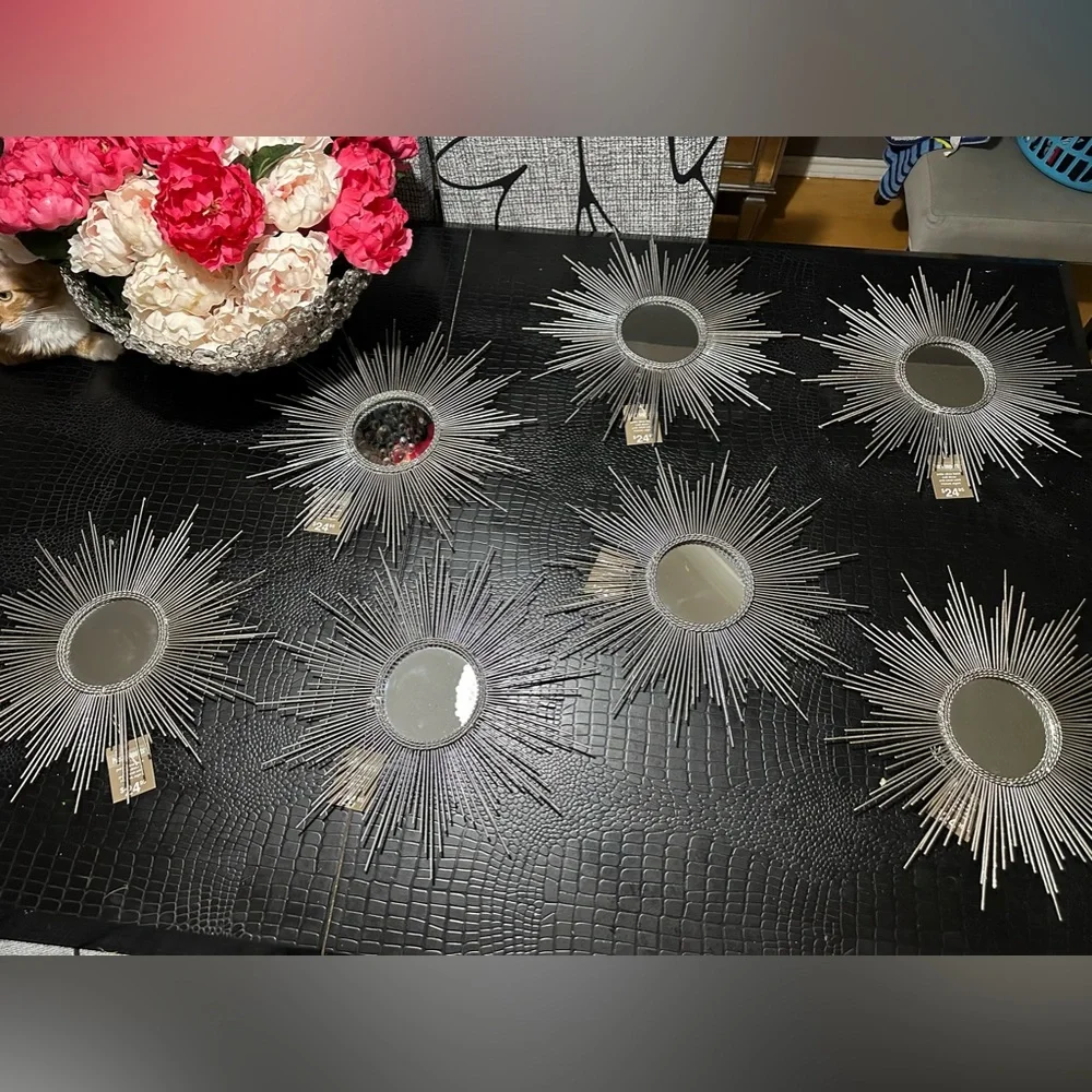 7 Pier 1 imports Silver Accent Mirrors Atomic Starburst set